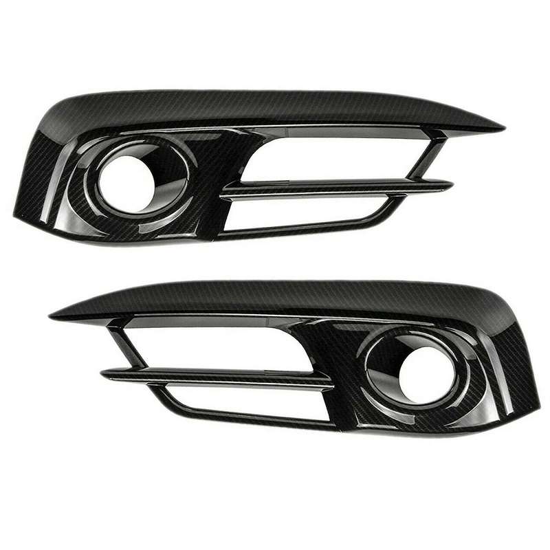 Front Bumper Fog Light Cover Trim Overlay Molding Fog Lamp Grille for 10Th 2016 2017 2018 Carbon Fib