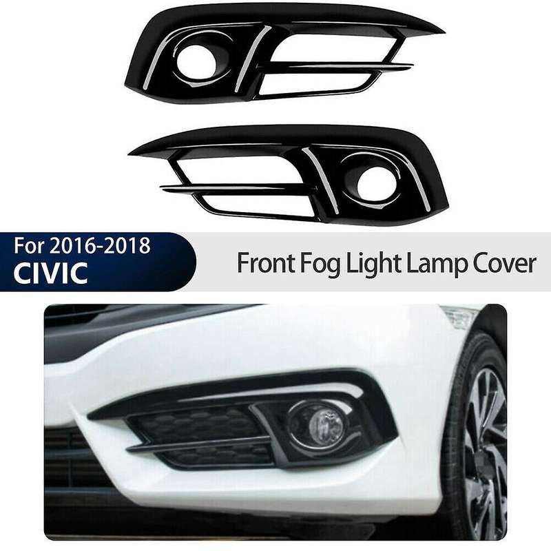 Front Bumper Fog Light Cover Trim Fog Lamp Grille for 10Th 2016 2017 2018 2019 Glossy Black