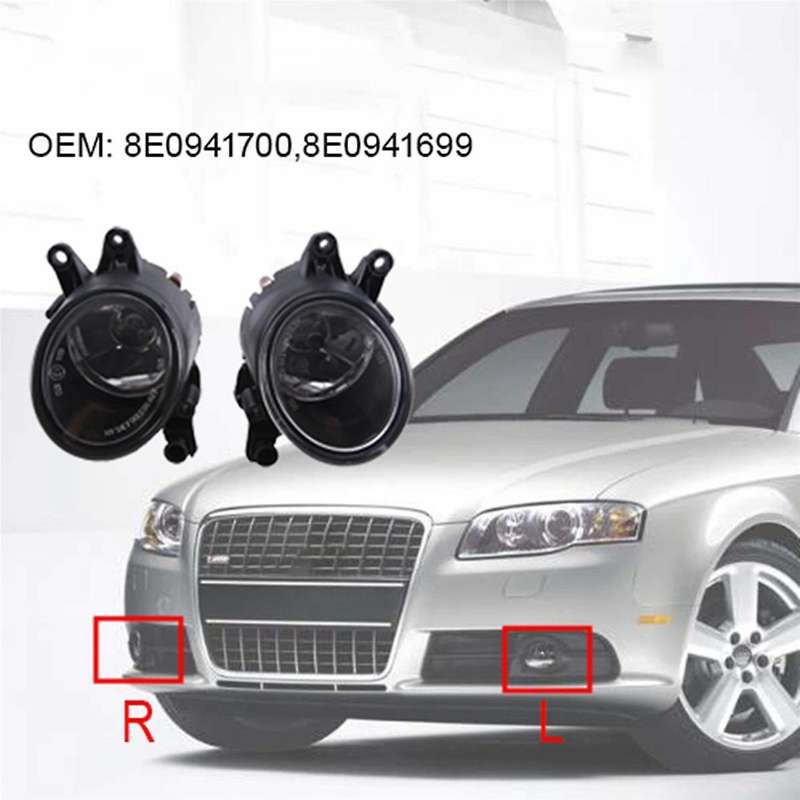 Front Bumper Fog Light Lamp & Fog Light Grille for A4 B6 2000-2005 8E0941700,8E0941699,8E0807681,8E