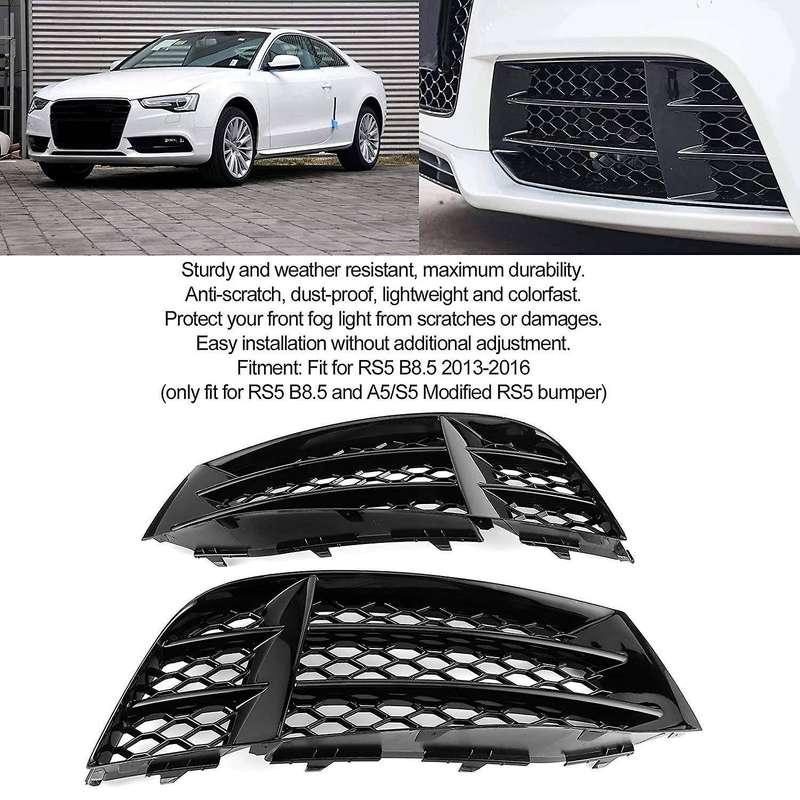 Front Bumper Fog Light Grilles Honeycombs Mesh Cover for  Rs5 B8.5 2013 2014 2015 2016 Fog Lamp Cov