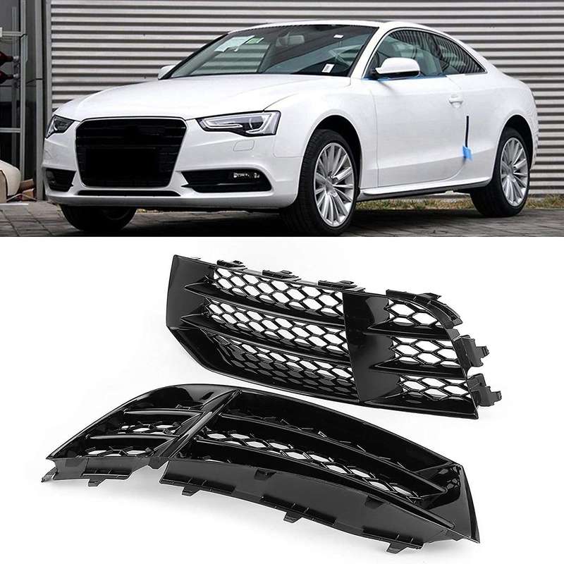 Front Bumper Fog Light Grilles Honeycombs Mesh Cover for  Rs5 B8.5 2013 2014 2015 2016 Fog Lamp Cov
