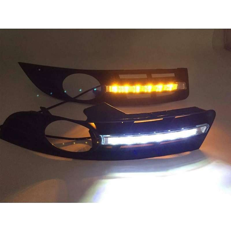 Front Bumper Fog Light Grilles + Drl Led for B6 2007-2011 Waterproof
