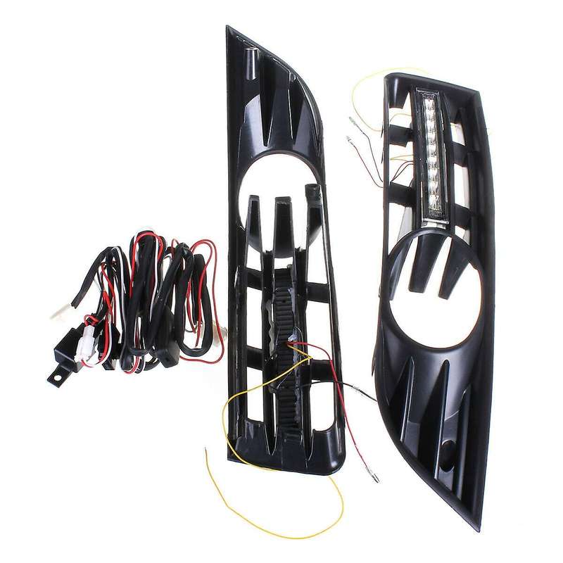 Front Bumper Fog Light Grilles + Drl Led for B6 2007-2011 Waterproof