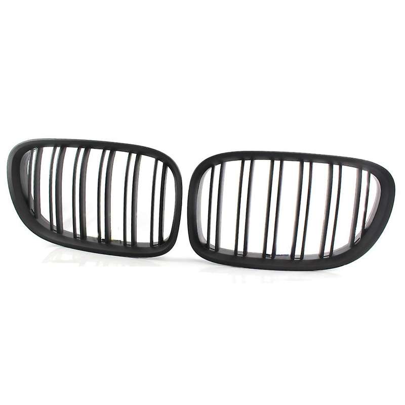 Front Bumper Grill Double Slat Grille for F01 F02 7-SERIES 730D 740I 750I 09-15(Matte Black)