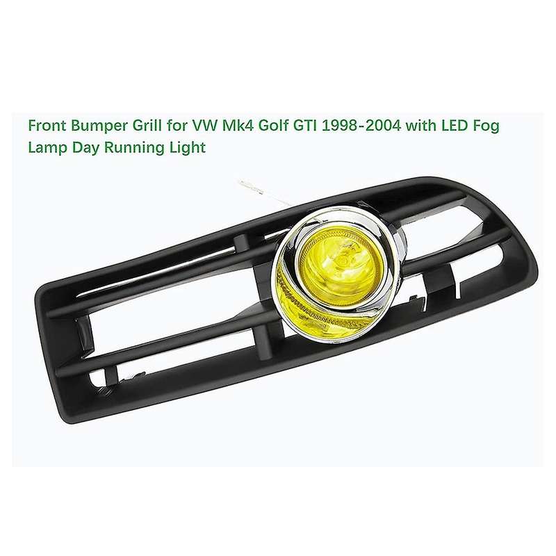 Front Bumper Grill Yellow Fog Light for MK4 1998-2004 with LED Fog Lamp Day Running Light