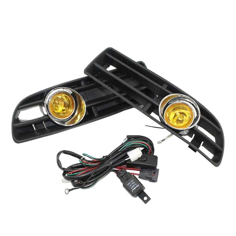 Front Bumper Grill Yellow Fog Light for MK4 1998-2004 with LED Fog Lamp Day Running Light