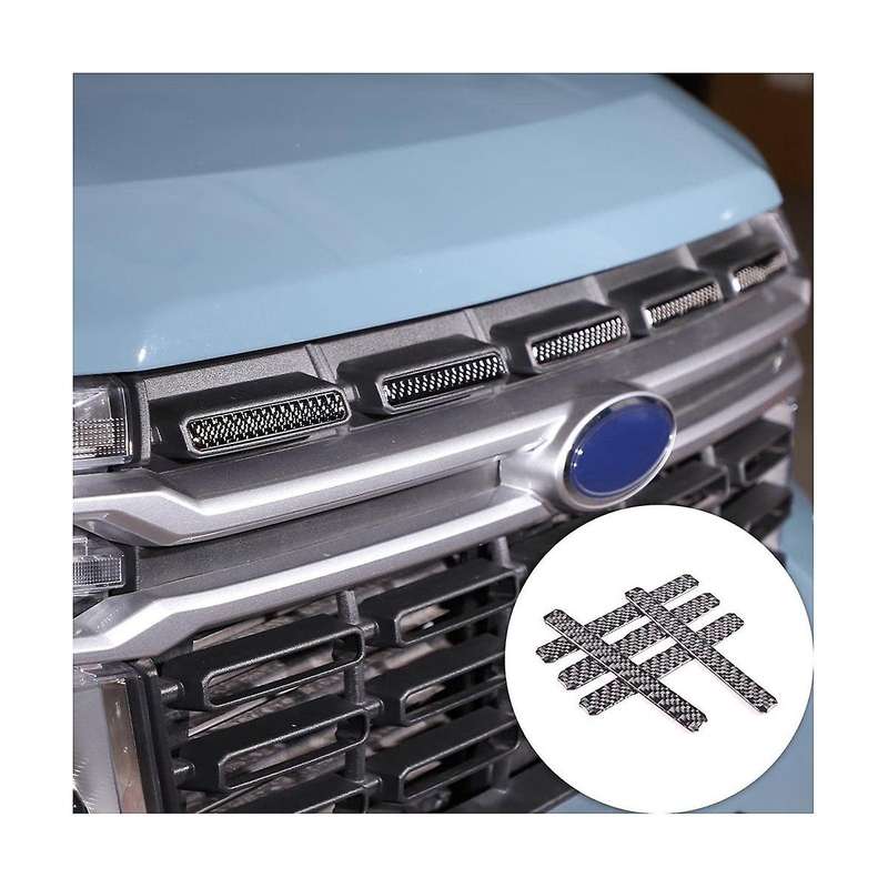 Front Bumper Grille Covers Trim Decal Stickers for 2022 2023 Exterior Accessories - Soft Carbon Fib