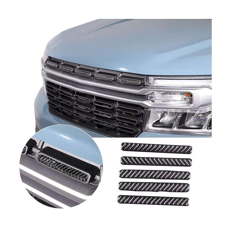 Front Bumper Grille Covers Trim Decal Stickers for 2022 2023 Exterior Accessories - Soft Carbon Fib