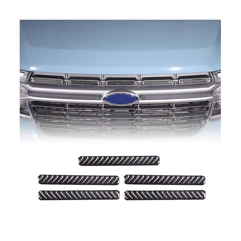 Front Bumper Grille Covers Trim Decal Stickers for 2022 2023 Exterior Accessories - Soft Carbon Fib