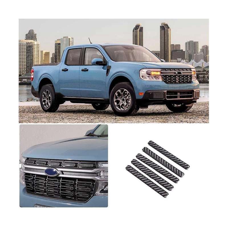 Front Bumper Grille Covers Trim Decal Stickers for 2022 2023 Exterior Accessories - Soft Carbon Fib