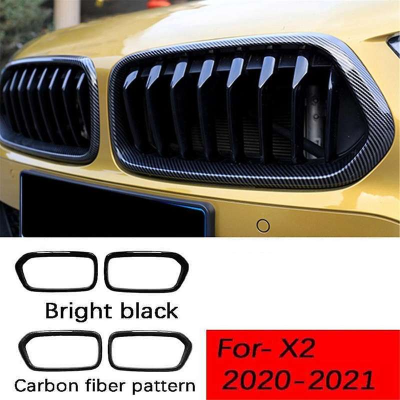 Front Bumper Grille Frame Cover Trim Racing Middle Net Frame Trim for X2 Series F39 2018-2021 Carbon