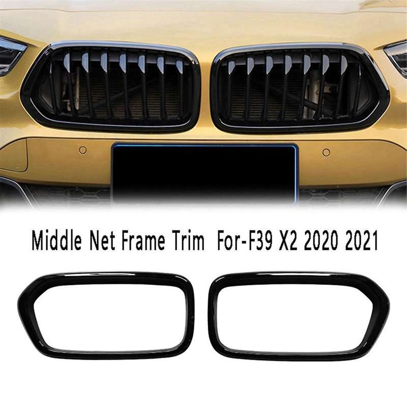 Front Bumper Grille Frame Cover Trim Racing Middle Net Frame Trim for X2 Series F39 2018-2021 Carbon