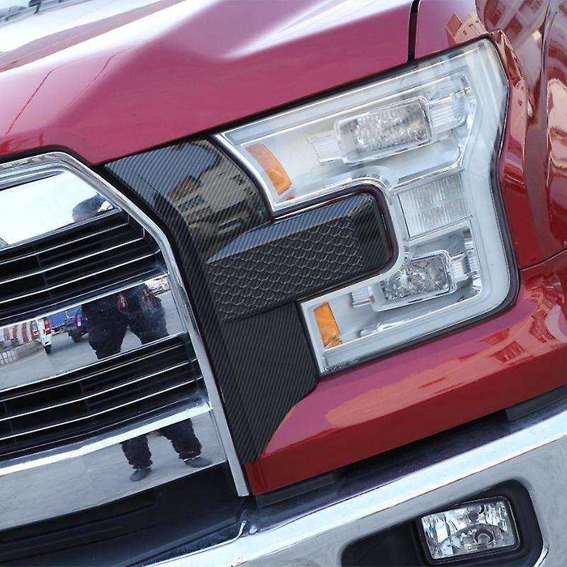 Front Bumper Headlight & Grille Cover Trim ABS Carbon Fiber for 2015 2016 2017 2018 2019 2020 Access