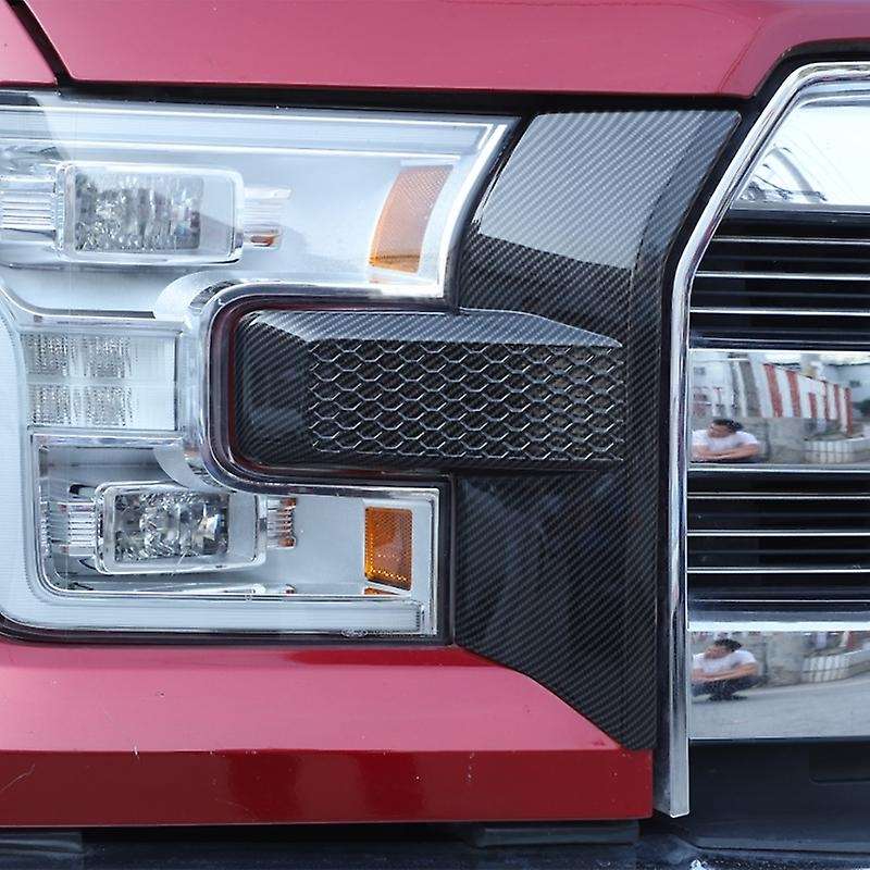 Front Bumper Headlight & Grille Cover Trim ABS Carbon Fiber for 2015 2016 2017 2018 2019 2020 Access