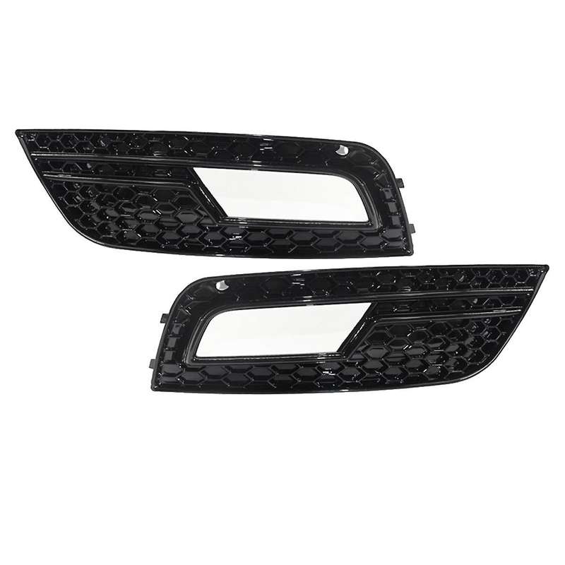Front Bumper Honeycomb Grill Fog Light Cover for 2013-2016 A4 B8.5 S4 Black 8k0807681 8k0807682