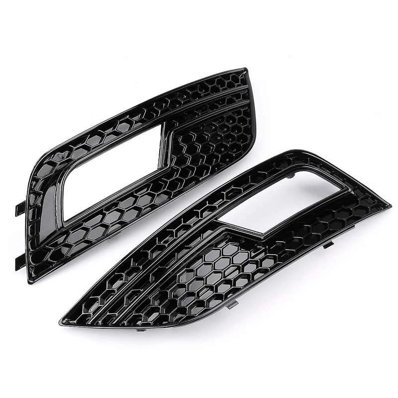 Front Bumper Honeycomb Grill Fog Light Cover for 2013-2016 A4 B8.5 S4 Black 8k0807681 8k0807682