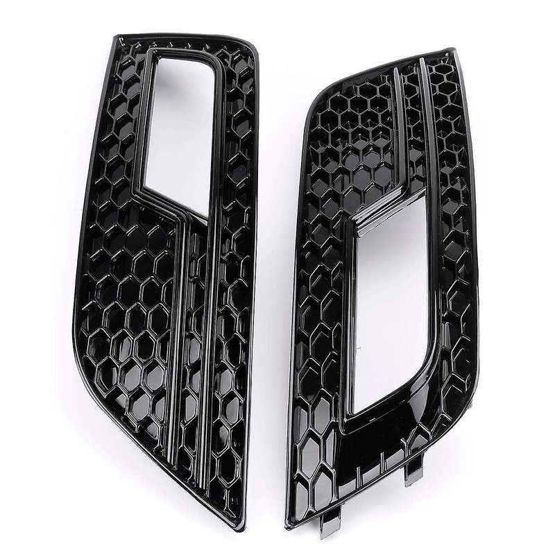 Front Bumper Honeycomb Grill Fog Light Cover for 2013-2016 A4 B8.5 S4 Black 8k0807681 8k0807682