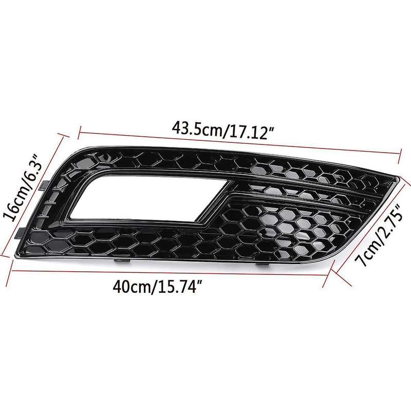 Front Bumper Honeycomb Grill Fog Light Cover for 2013-2016 A4 B8.5 S4 Black 8k0807681 8k0807682