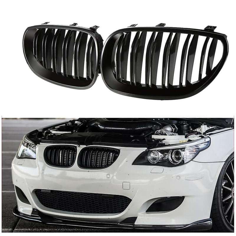 Front Bumper Hood Kidney Grill Replacement Slat Sport Grilles for 5 Series E60 E61 2003-2009(matte