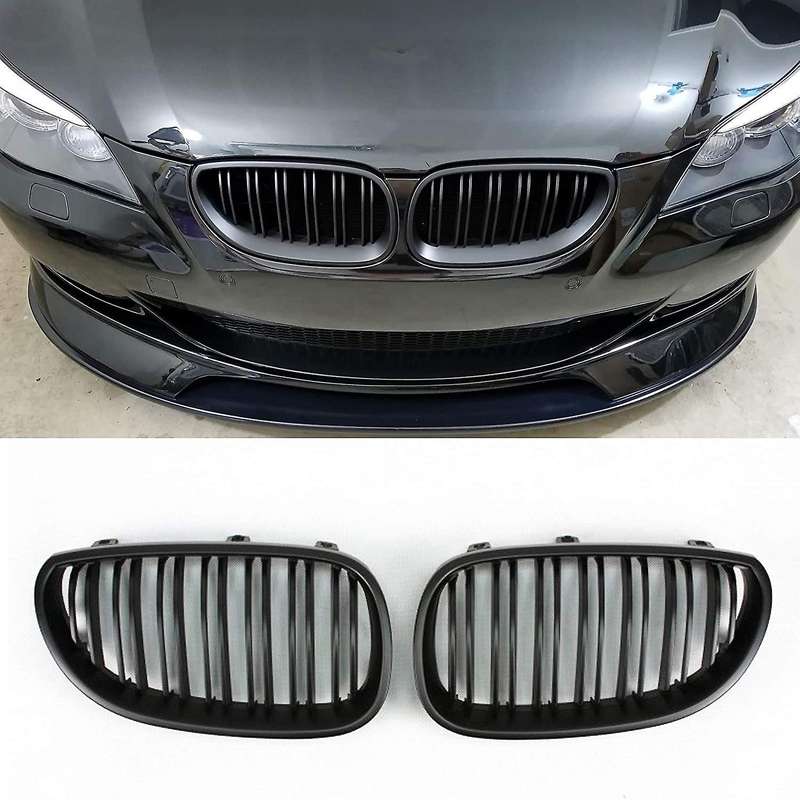 Front Bumper Hood Kidney Grill Replacement Slat Sport Grilles for 5 Series E60 E61 2003-2009(matte