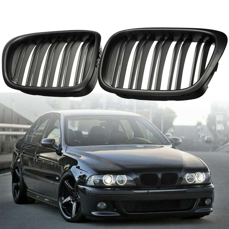 Front Bumper Kidney Grill Dual Slat Grilles Compatible Bmw Matte Black