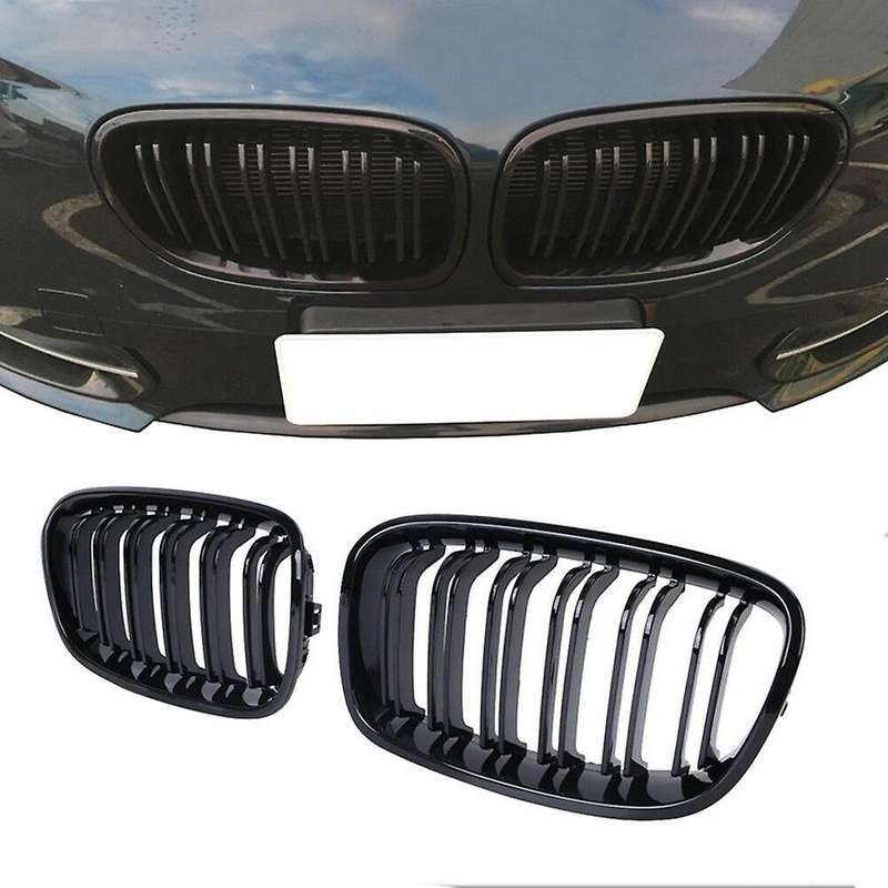 Front Bumper Kidney Double Line Grille Sport Grille Grill Replacement for F20 1 Series 2011-2014 Glo