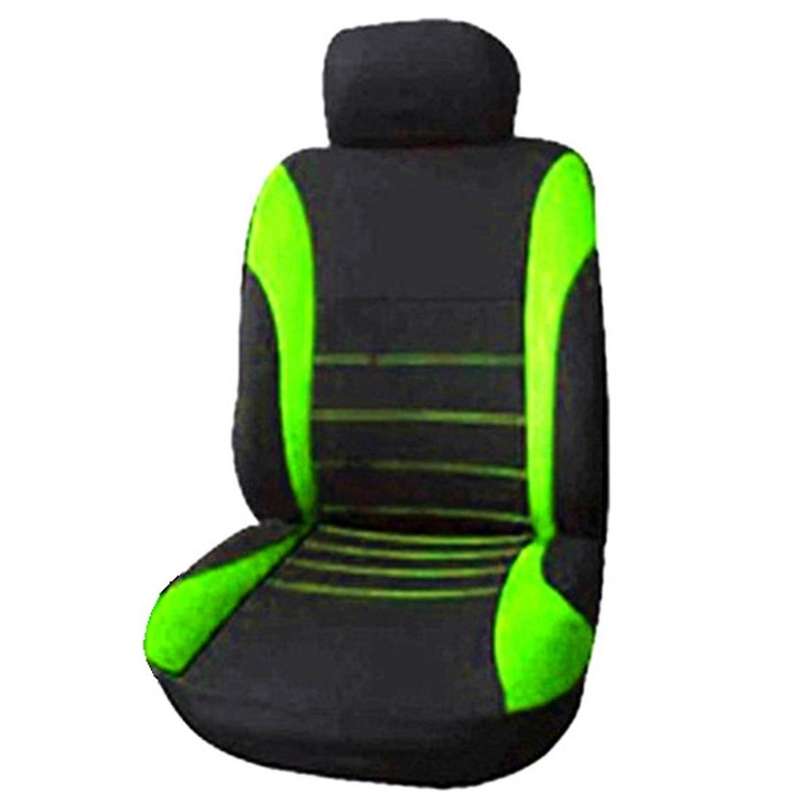 Front Car Covers Front Sport Bucket Cover, 2-Piece Set Automobiles Covers (Black + Green)