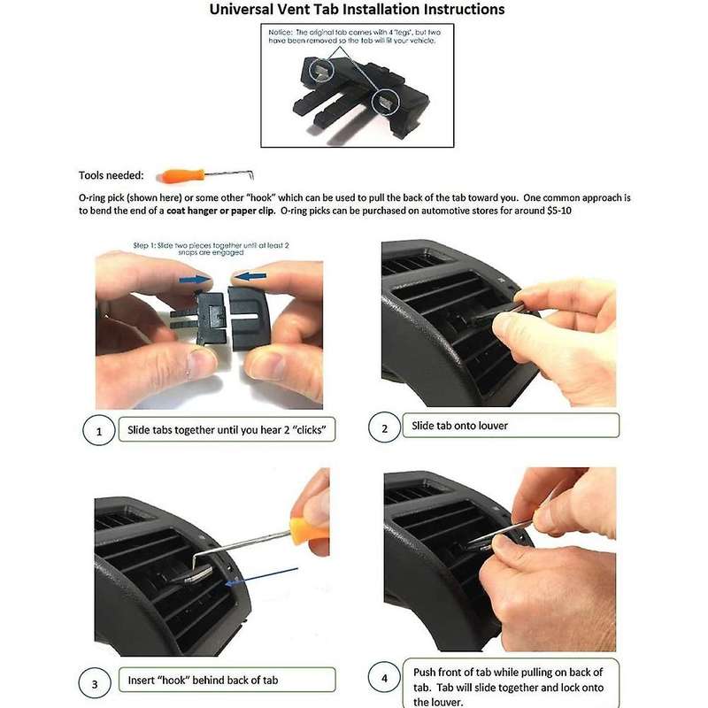 Front Center Vent Outlet Tab Clips, AC Vent Adjustment Buckle Repair Kit for Corolla 2009-2013
