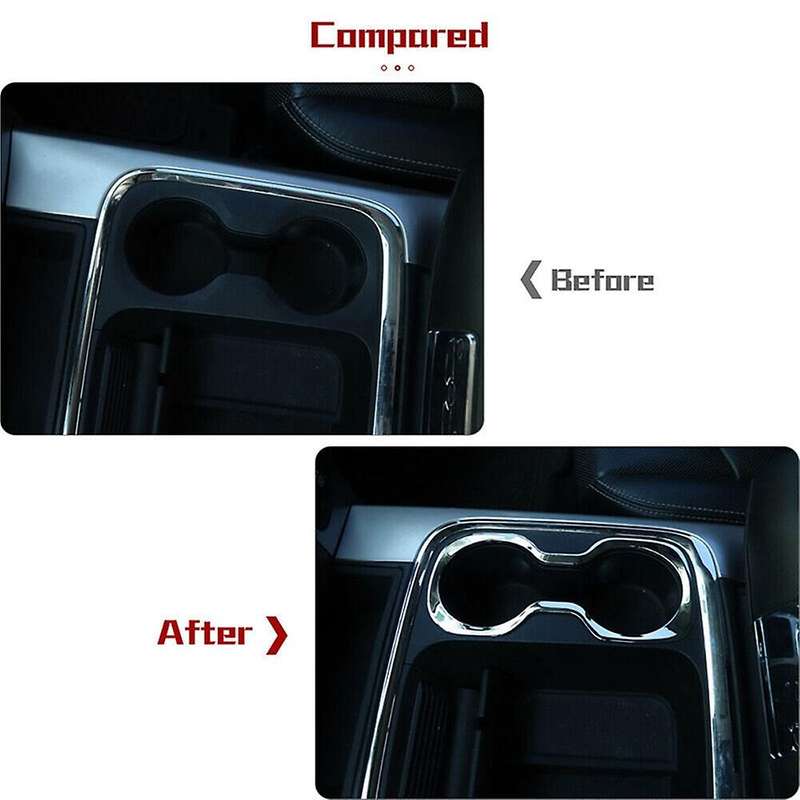 Front Cup Holder Cover Decor Ring Trim ABS for Ram 1500 2010 2011 2012 2013 2014 2015 2016 2017 (Chr