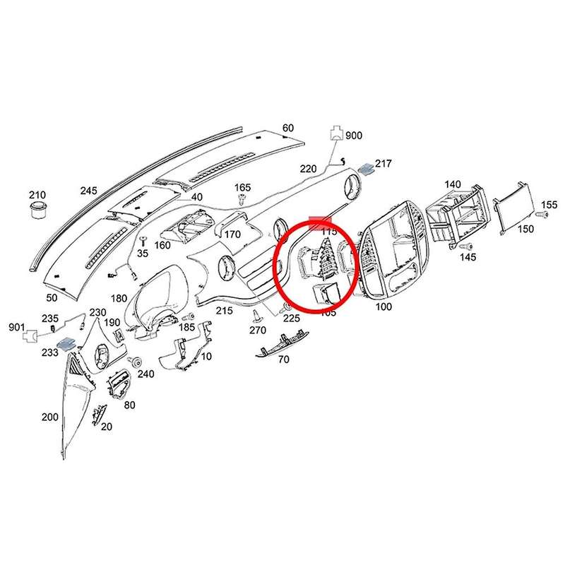 Front Dash Center Left Air Conditioning Grille Vents for V260 W447 W448 15-24 A4478300454