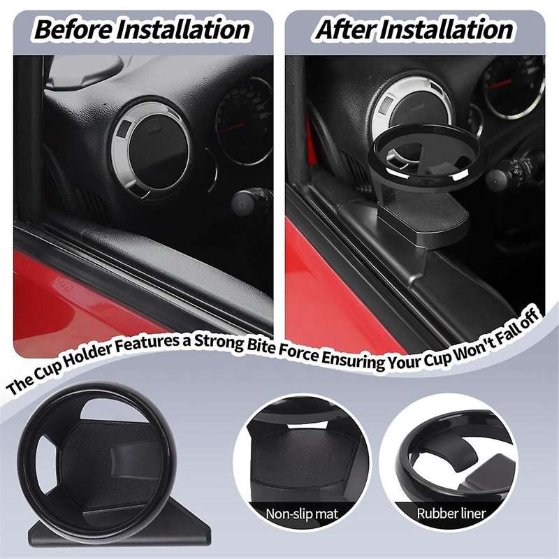 Front Door Cup Holder for Wrangler JK 2011-2017 Accessories, Side Door Mounted Drink Holders ,Left