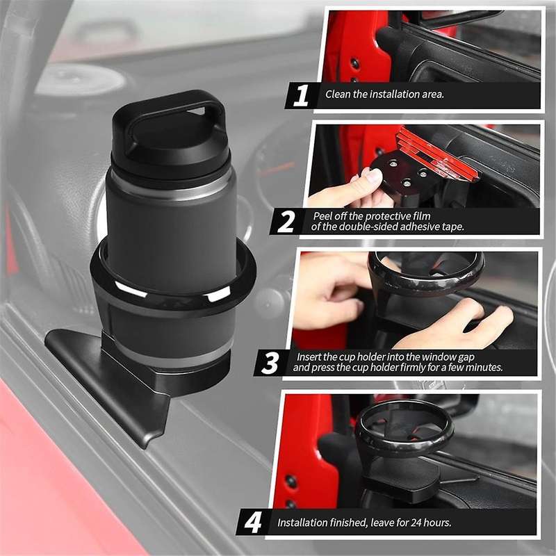 Front Door Cup Holder for Wrangler JK 2011-2017 Accessories, Side Door Mounted Drink Holders ,Left