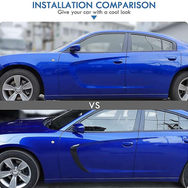 Front Door Side Scoops Fin Vents Trim ABS for Charger 2015-2021 Accessories 2PCS (Carbon Fiber)