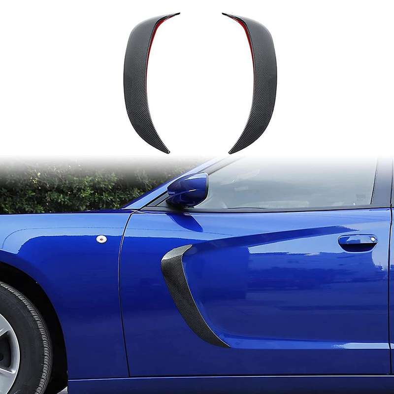 Front Door Side Scoops Fin Vents Trim ABS for Charger 2015-2021 Accessories 2PCS (Carbon Fiber)