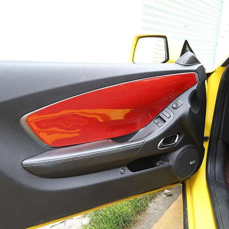 Front Door Trim Panel Cover Sticker Carbon Fiber for 2012 2013 2014 2015 Accessories (Red)