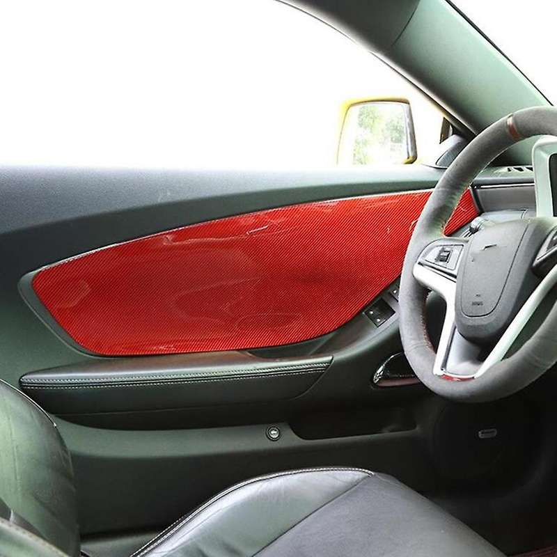 Front Door Trim Panel Cover Sticker Carbon Fiber for 2012 2013 2014 2015 Accessories (Red)