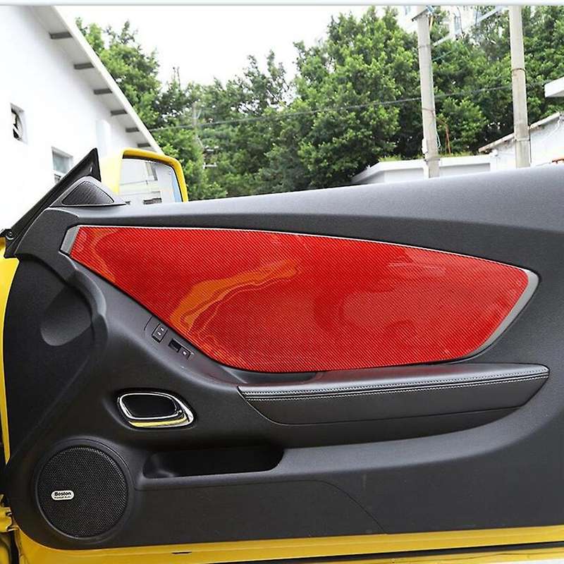 Front Door Trim Panel Cover Sticker Carbon Fiber for 2012 2013 2014 2015 Accessories (Red)