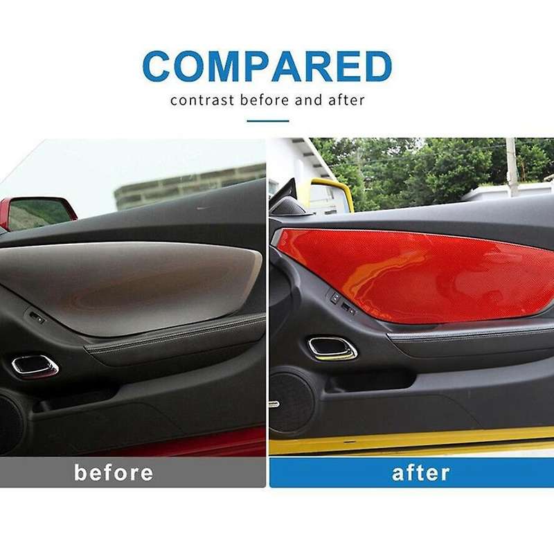 Front Door Trim Panel Cover Sticker Carbon Fiber for 2012 2013 2014 2015 Accessories (Red)