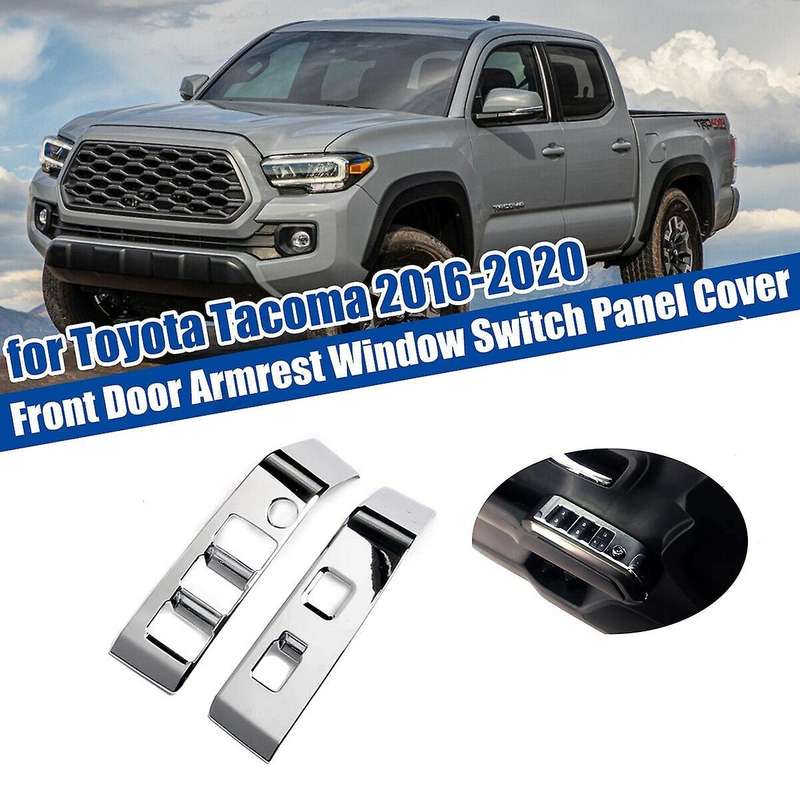 Front Doors 2Pcs Chrome Interior Door Armrest Window Switch Panel Cover Trim for 2016-2020