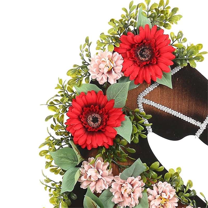 Front Door Wreath Eye Catching Horse Head Shaped Artificial Wreath Holiday Home Party Supplies Decor