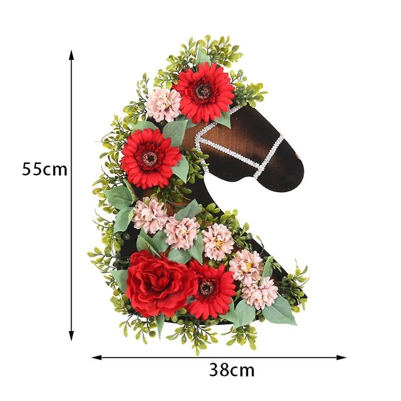 Front Door Wreath Eye Catching Horse Head Shaped Artificial Wreath Holiday Home Party Supplies Decor