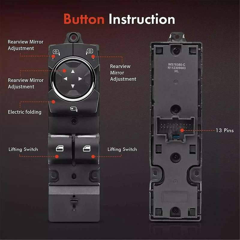 Front Driver LH Power Window Switch for 2015 2016 2017 2018-2023