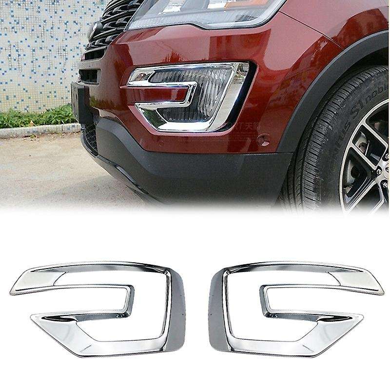Front Fog Light Lamp Cover Trim Molding ABS Chrome for Explorer 2016-2017