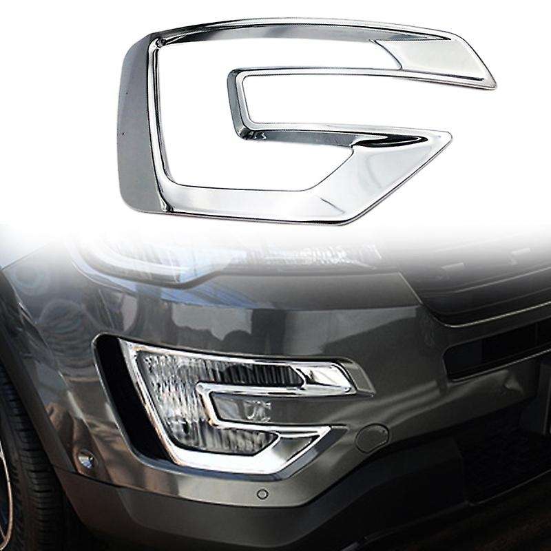 Front Fog Light Lamp Cover Trim Molding ABS Chrome for Explorer 2016-2017