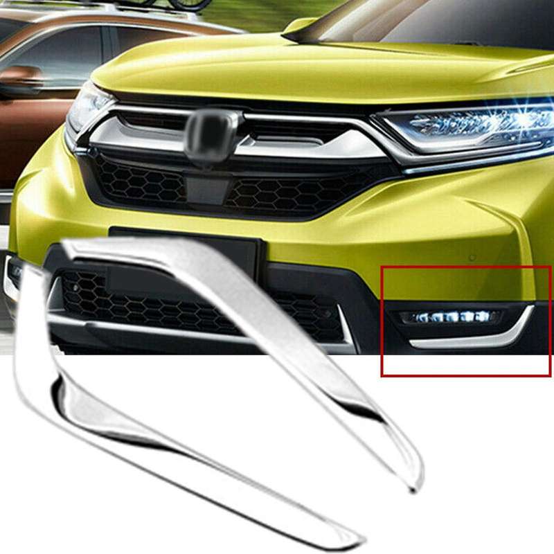 Front Fog Light Lower Cover Eyelid Trim Chrome for -V 2017 2018 2019