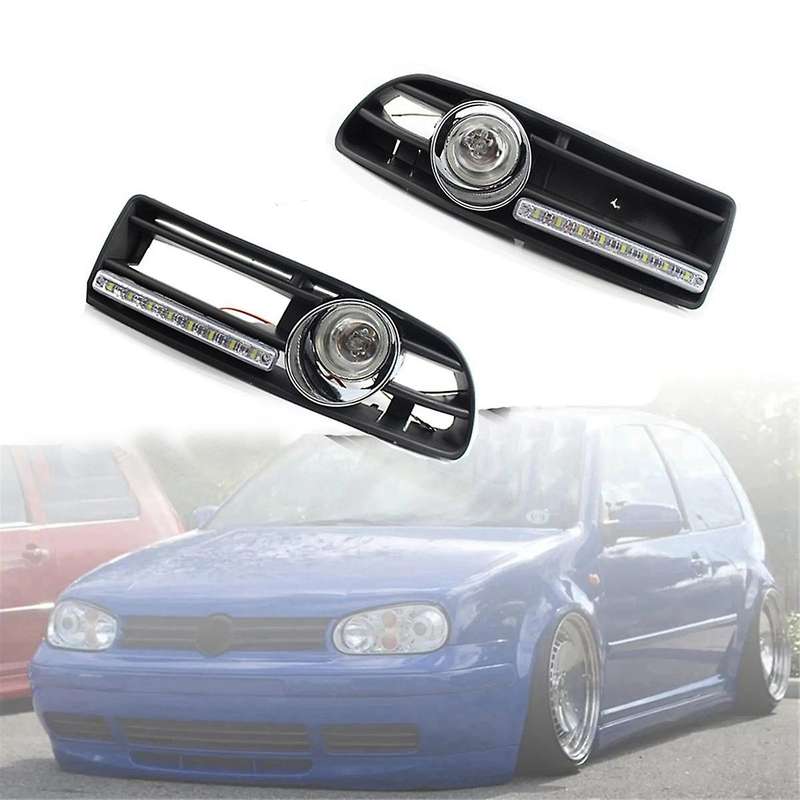 Front Fog Lights Assembly with Switch Harness Fog Lamp Grille Daytime Running Light for Mk4 1998-200