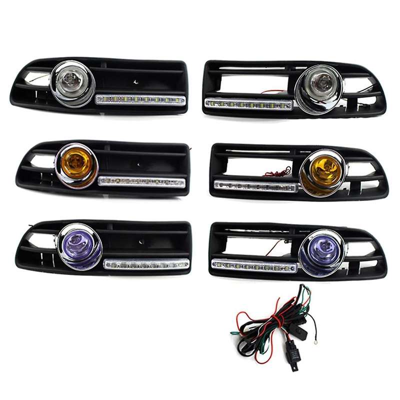 Front Fog Lights Assembly with Switch Harness Fog Lamp Grille Daytime Running Light for MK4 1998-20