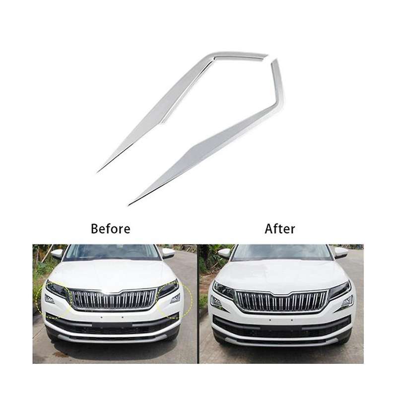 Front Fog Lights Eyelid Eyebrow Strip Molding Cover Trim for Kodiaq 2017-2020
