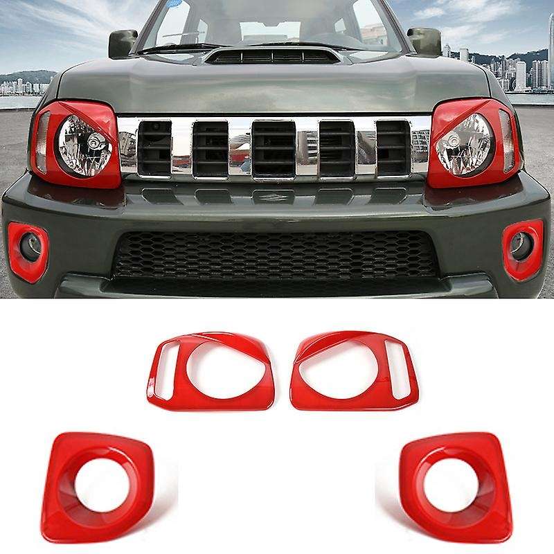 Front Fog Lihgt Cover HeadLight Lamp Protection Cover Trim for Jimny 2007-2017 Car Stickers Red