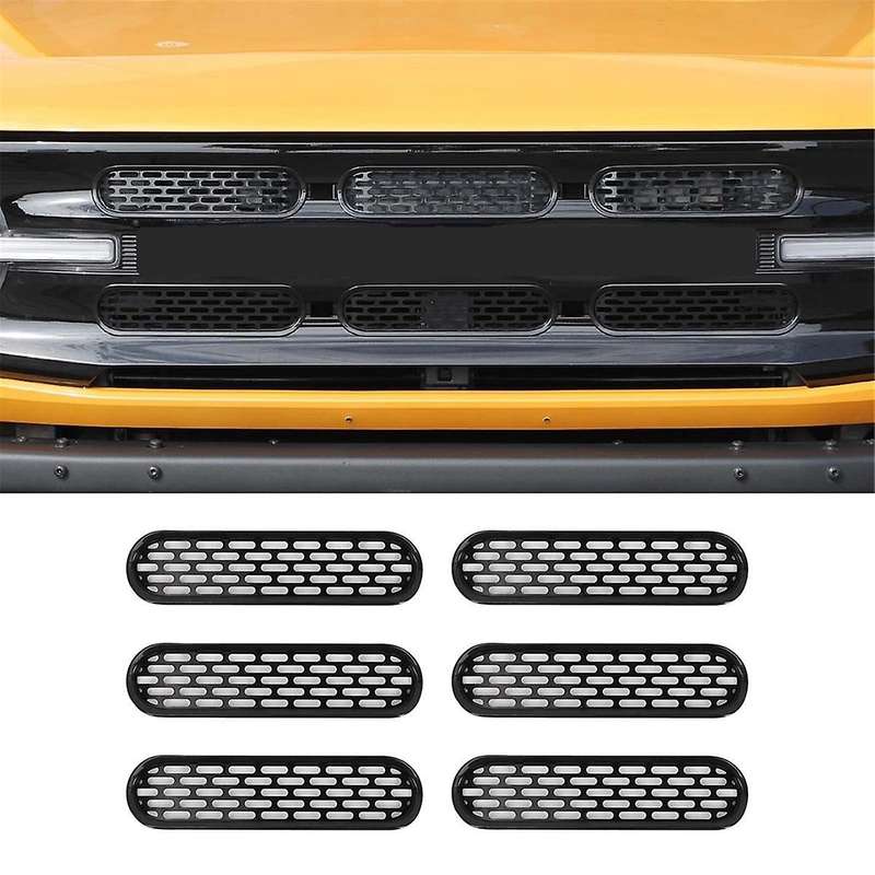 Front Grill Mesh Grille Inserts Cover Frame Trim Kit for 2021-2024 2/4 Door Exterior Accessories (Bl